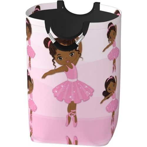 Cute African American Black Girl Laundry Hamper Storage Basket Toys Clothes Organizer Bin For Home Bathroom Bedroom Dorm Nursery, 52l