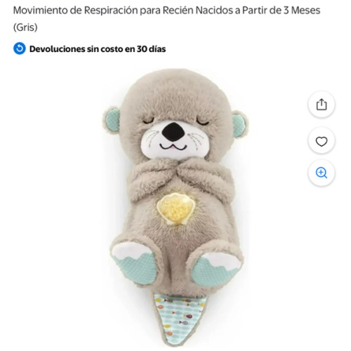 Fisher-Price Baby Toy Soothe Snuggle Otter Portable Plush Sound Machine with Music Lights & Breathing Motion for Newborns 3+ Months (Gray)