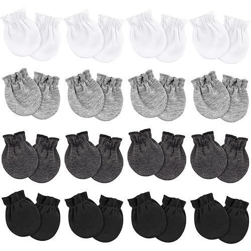 Newborn Baby Mittens No Scratch Cotton Elastic Wrist Gloves Infant Toddler Mittens for Baby Boy Girl 0-6 Months