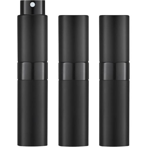 LISAPACK 8ML Atomizer Perfume Spray Bottle for Travel (3 PCS) Empty Cologne Dispenser, Portable Sprayer (Black)