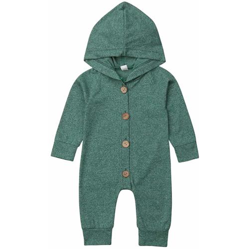 Newborn Kids Baby Boys Cute Solid Color Long Sleeve Hooded Romper Jumpsuit Top Outfits Clothes