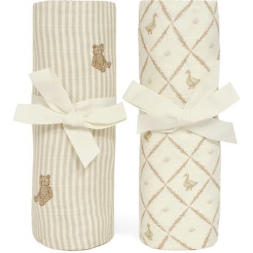 Assorted 2-Pack Organic Cotton Muslin Swaddle Blankets