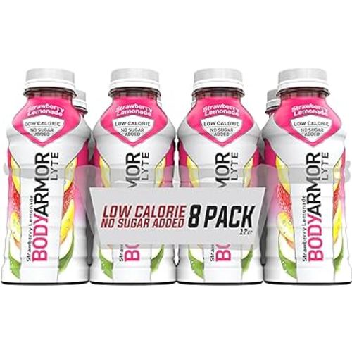 BODYARMOR LYTE Sports Drink Low-Calorie Sports Beverage, Strawberry Lemonade, Coconut Water Hydration, Natural Flavors With Vitamins, Potassium-Packed Electrolytes, Perfect For Athletes, 12 Fl Oz (Pack of 8)