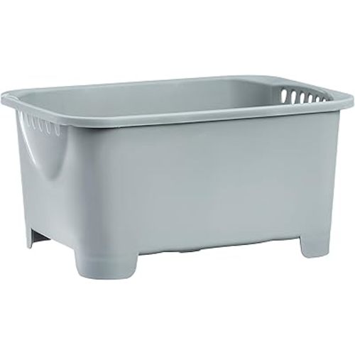 Glad Kitchen Sink Wash Basin for Dishes | Large Plastic Tub with Drain Plug | Multipurpose Dishpan for Cleaning Tableware | Sinkware Accessories, Grey