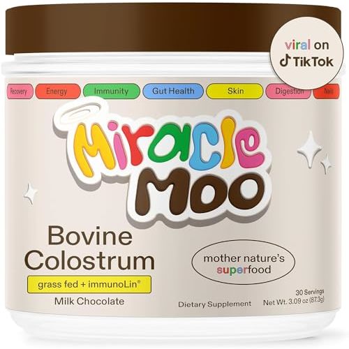 Colostrum Supplement for Gut Health, Hair Growth, Beauty and Immune Support - Easy to Mix Grass Fed Bovine Powder - Highest IgG Plus ImmunoLin (30 Servings (Pack of 1), Chocolate)
