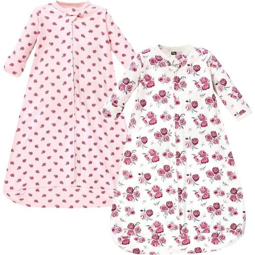 Hudson Baby Unisex BabyCotton Long-Sleeve Wearable Sleeping Bag, Sack, Blanket - 12-18 Months - Rose