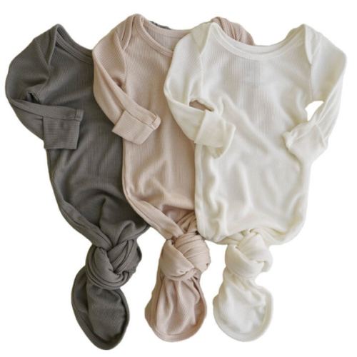 Bamboo Waffle Newborn Baby Knot Gown 3-Pack | Bamboo Forest