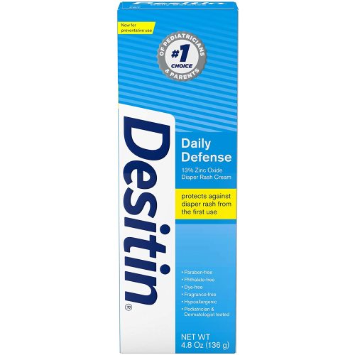 Desitin Daily Defense Baby Diaper Rash Cream with Zinc Oxide to Treat, Relieve & Prevent diaper rash, Hypoallergenic, Dye-, Phthalate- & Paraben-Free, 4.8 oz