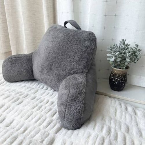 Faux Shearling Bed Rest Pillow Gray - Room Essentials™: Supportive Backrest For Dorm, Hypoallergenic Fill