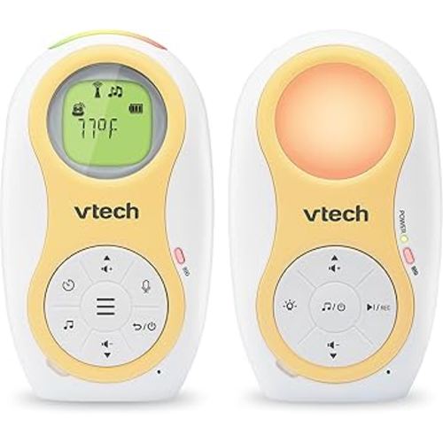 VTech Digital Audio Baby Monitor with Up to 1500ft of Range, Night Light, Soothing Lullabies, Two-Way Talk, Temperature Sensor, Record Your Own Voice, Rechargeable Battery, Feeding Reminder: DM1215