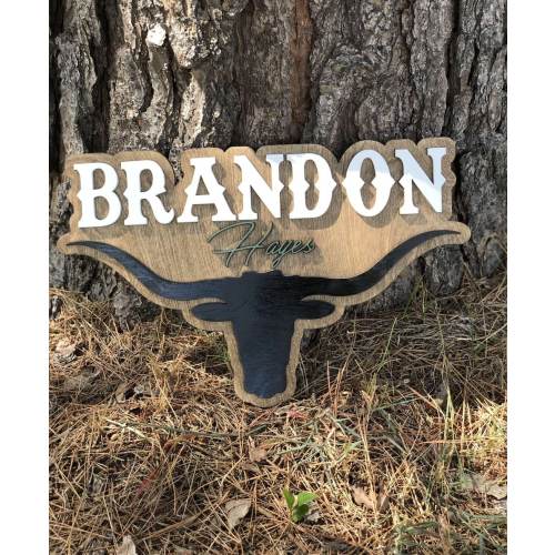 Cow name sign longhorn boys room decor for wall babyshower gift nursery decor farmhouse bedroom boys room