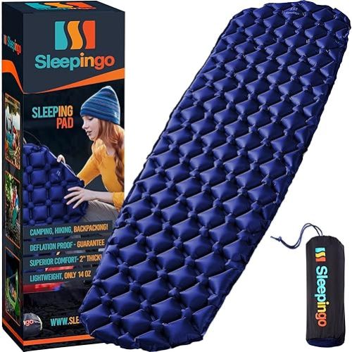 Inflatable Mat for Camping - Ultralight Sleeping Pad for Campings and Backpackings - Compact Air Mattress - Camping Mat with Tear-Resistant Ripstop Nylon - 73.5" x 21.5" - Blue
