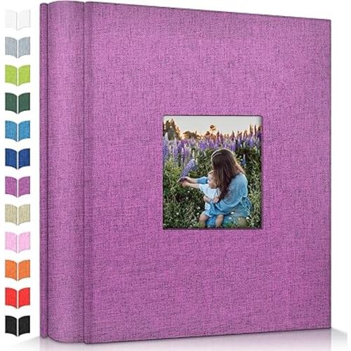 Photo Album 4x6 with 600 Pockets,Slip-in Picture Albums,Linen Cover Memory Book with Front Window,White Page Vertical Photo Book for Wedding,Family,Anniversare,Baby,Vacation
