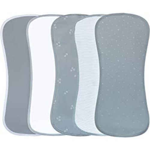 Ely's & Co. Baby Burp Cloths - 5pc Hourglass Shape with Extra Absorbent - Baby Bibs & Burp Cloths Baby Girl and Baby Boy, Newborn Essentials (Blue Leaf)