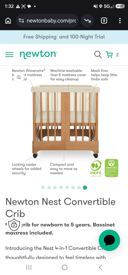 Newton Nest Convertible Crib - Chestnut