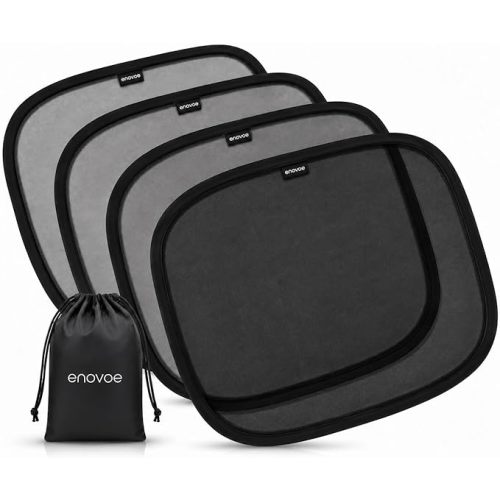 2-Pack Car Window Shades by Enovoe - 19" x 12" in Side Window Cover for SUVs, Sedans, and Trucks - Protects Baby from UV Rays and Glare - Cling Design for Easy Use - Plain