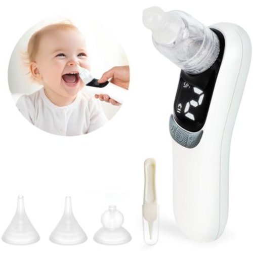 MaiRkang Child Nasal Aspirator with 3 Levels of Powerful Suction, Rechargeable, Corded Electric, White, 1 Piece