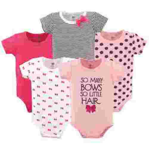 Hudson Baby Short Sleeve Bodysuits, 5-Pack, Newborn- 24 Months