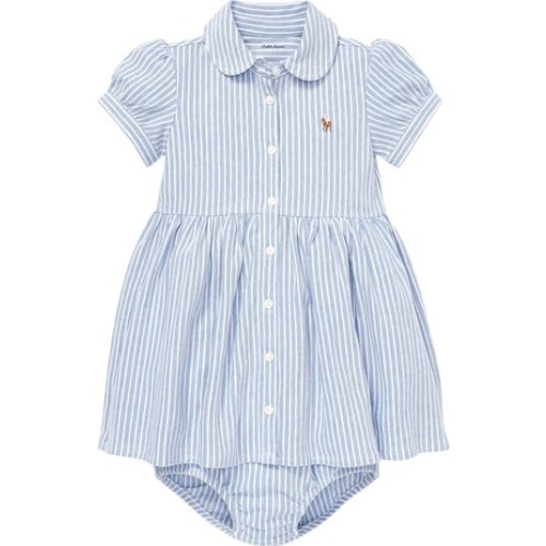 Oxford Stripe Piqué Dress & Bloomers, 6M