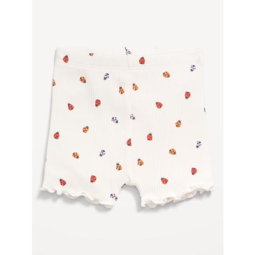 Ribbed Lettuce-Edge Biker Shorts for Baby