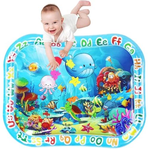 ZHUYNXIR Extra Big Infant Water mat, Large Water Play mat, Seas and Oceans Tummy Baby Toys with BB Call, Fun Early Development Activity Play Center for Newborn (39.5x31.5 in)