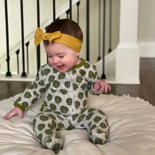Tree of Life ruffle footie on heather grey sustainable fabric – MeOMyEarth