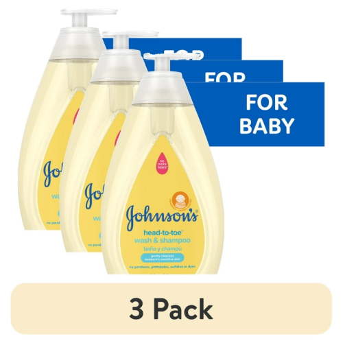 (3 pack) Johnson's Head-To-Toe Tear Free Infant Baby Bath Body Wash Soap and Shampoo, 27.1 oz