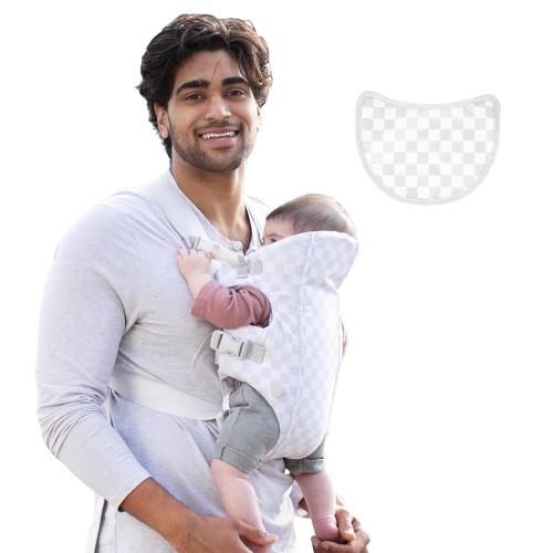 Infantino Swift Classic Baby Carrier, 2 Ways to Carry with Wonder Cover Bib, Adjustable Strap, Registry Essential, Baby Carrier for Newborn to Toddler 7-26lb, Gray and White Checkered