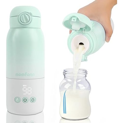 Portable Bottle Warmer for Travel, Dual Heating Modes Baby Milk Warmer On The Go for Breastmilk, Water and Formula, Precise Temperature Control with 5 Levels, Long-Lasting Battery (Green)