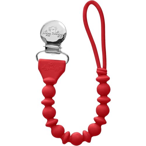 Itzy Ritzy Silicone Pacifier Clip; 100% Food Grade Silicone Pacifier Strap with Clip Keeps Pacifiers, Teethers & Small Toys in Place; Features One-Piece Design & Silicone Cord (Woodland Berry)