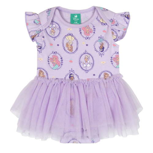 Disney Princess Belle Tiana Cinderella Mesh Ruffle Bodysuit Newborn to Infant