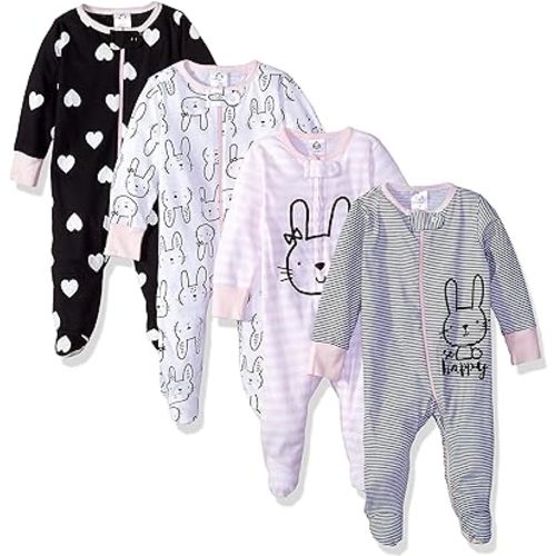 Gerber Baby Girls' 4 Pack Sleep 'N Play Footie