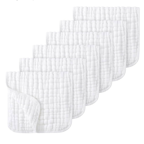 Looxii Muslin Burp Cloths 100% Cotton Muslin Cloths Large 20''x10'' Extra Soft and Absorbent 6 Pack Baby Burping Cloth for Boys and Girls White+Gray