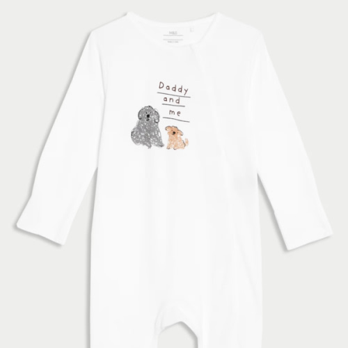 M&S | Pure Cotton 'Daddy And Me' Footless Sleepsuit