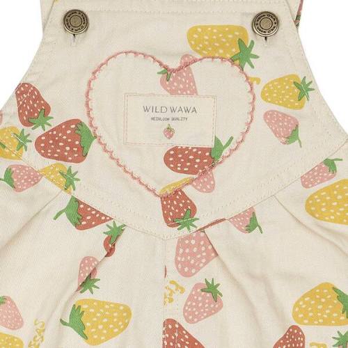 Heart Pocket Overalls, Strawberries - Wild Wawa | Maisonette