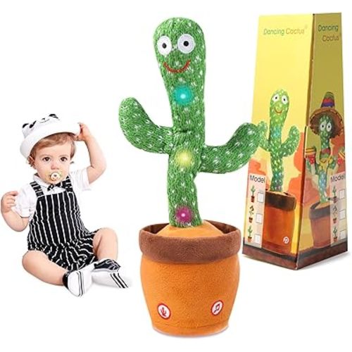 Dancing Cactus Toy for Baby Toddler, Talking Cactus Colorful Glowing Repeating What You Say, Singing Toys 120 Pcs Songs for Baby Gifts