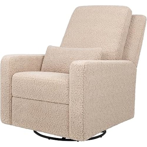 Babyletto Sigi Manual Recliner and Swivel Glider in Chai Shearling, Greenguard Gold and CertiPUR-US Certified