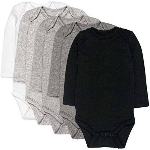 HonestBaby Baby Boy's 5-pack Long Sleeve Bodysuits One-piece 100% Organic Cotton for Infant Baby Boy's, Unisex