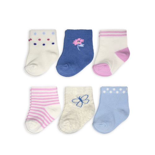 Carters Newborn Girl Floral Socks 6 Pack - Cotton Polyester Spandex