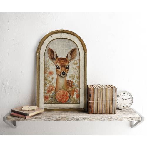 RUSTIC BROWN FRAME | Spring Deer Wall Decor | 14” x 22” | Woodland Spring Decor | Nursery Wall Art | Rustic Farmhouse Decor