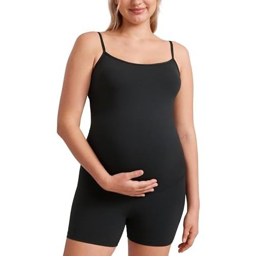 CRZ YOGA Butterluxe Maternity Workout Romper for Women Casual Spaghetti Strap Shorts Jumpsuit Pregnancy Tank Top Bodysuit