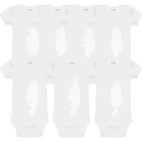 Everyday Kids 7 Pack White Short Sleeve Baby Bodysuits for Boys and Girls