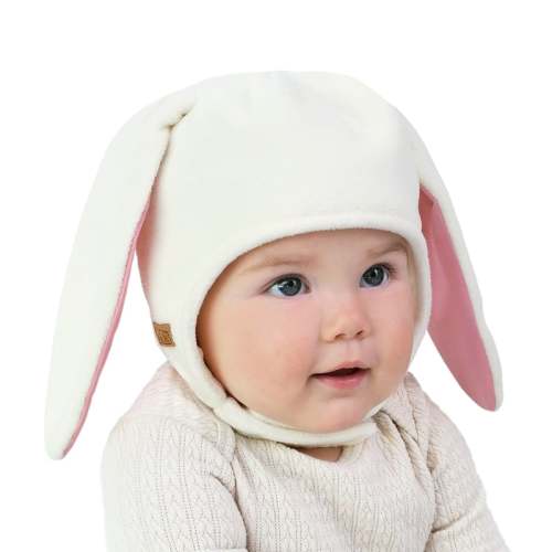 Kids Fleece Animal Hats | Cream Bunny