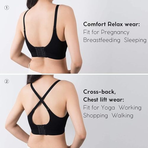 Vinfact 3 Pack Nursing Bras for Breastfeeding Seamless V Neck Maternity Bra Women Pregnancy Breastfeeding Bra