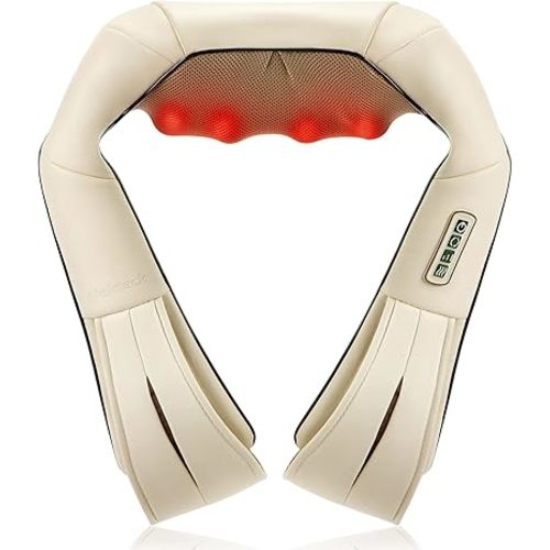 Nekteck Shiatsu Neck and Back Massager with Soothing Heat, Electric Deep Tissue 3D Kneading Massage Pillow for Shoulder, Leg, Full Body Muscle Pain Relief, Car, Office and Home Use