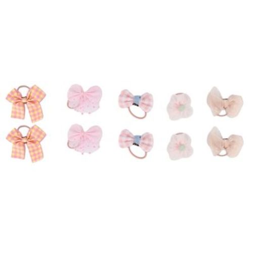 Unique Bargains Women's Fashion Cute Bow Flowers Hair Ropes Light Pink 10 Pcs