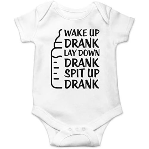 Wake Up Drank, Lay Down, Spit Up - Funny Baby Essentials Bodysuit - Newborn Outfit