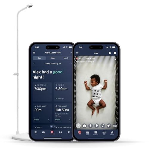 Nanit Pro Smart Baby Monitor & Floor Stand with Breathing Band - Wirecutter's Best Baby Monitor - 1080p Wi-Fi Video & Sound Camera, Sleep Coach & Breathing Motion Tracker, 2-Way Audio, iOS & Android