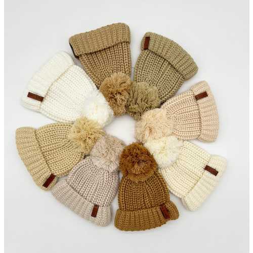 Knit Baby Beanie Acrylic Hat with Pom | BEANIE HAT