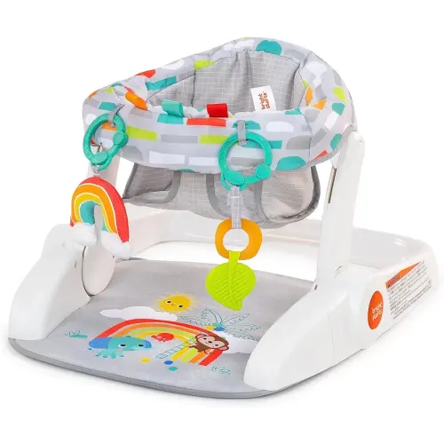 Bright Starts Learn-to-Sit Baby Floor Seat, 2-Positions Grow with Infant, Portable Baby Chair, Includes Sensory Toys, Unisex, 4-12 Months, Playful Paradise
